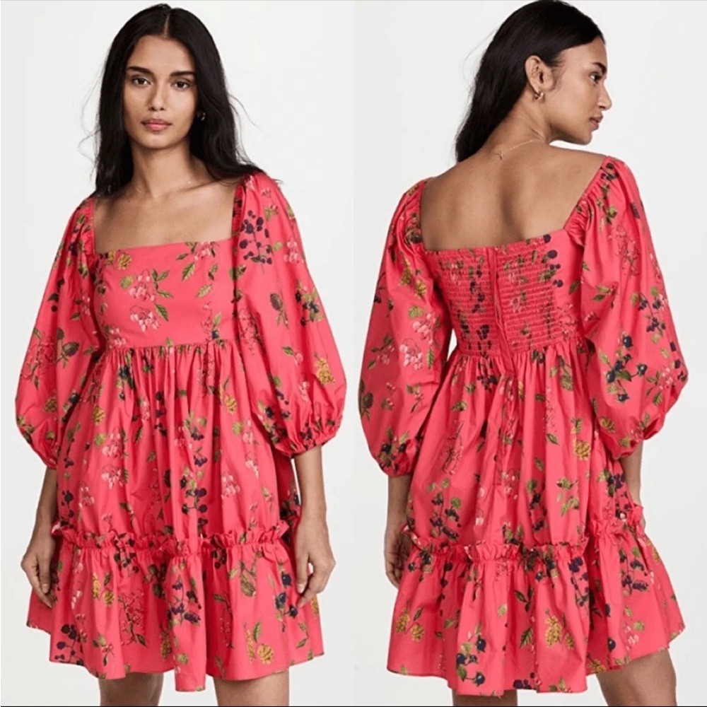 Cara Cara Sip Sip Dress in Botanical Allover Coral - Size Small S